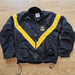 Vintage 90’s US Army Zip Up Windbreaker Suit- Track Suit - Black/yellow Size S